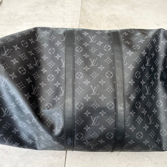 Louis Vuitton Keepall Bandoulière 55 Monogram Eclipse Black (Duffle Travel Bag) - Picture 5 of 10